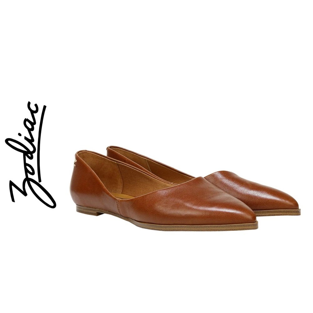 NIB Zodiac “Hill” flats size 9.5, cognac leather upper